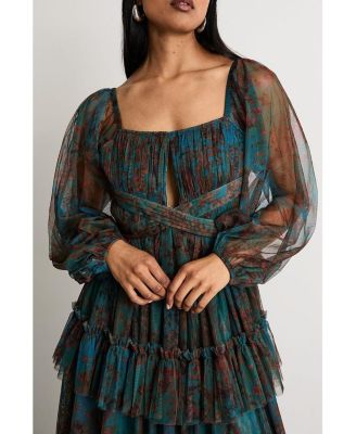 Women's Abstract Print Cut Out Maxi Dress