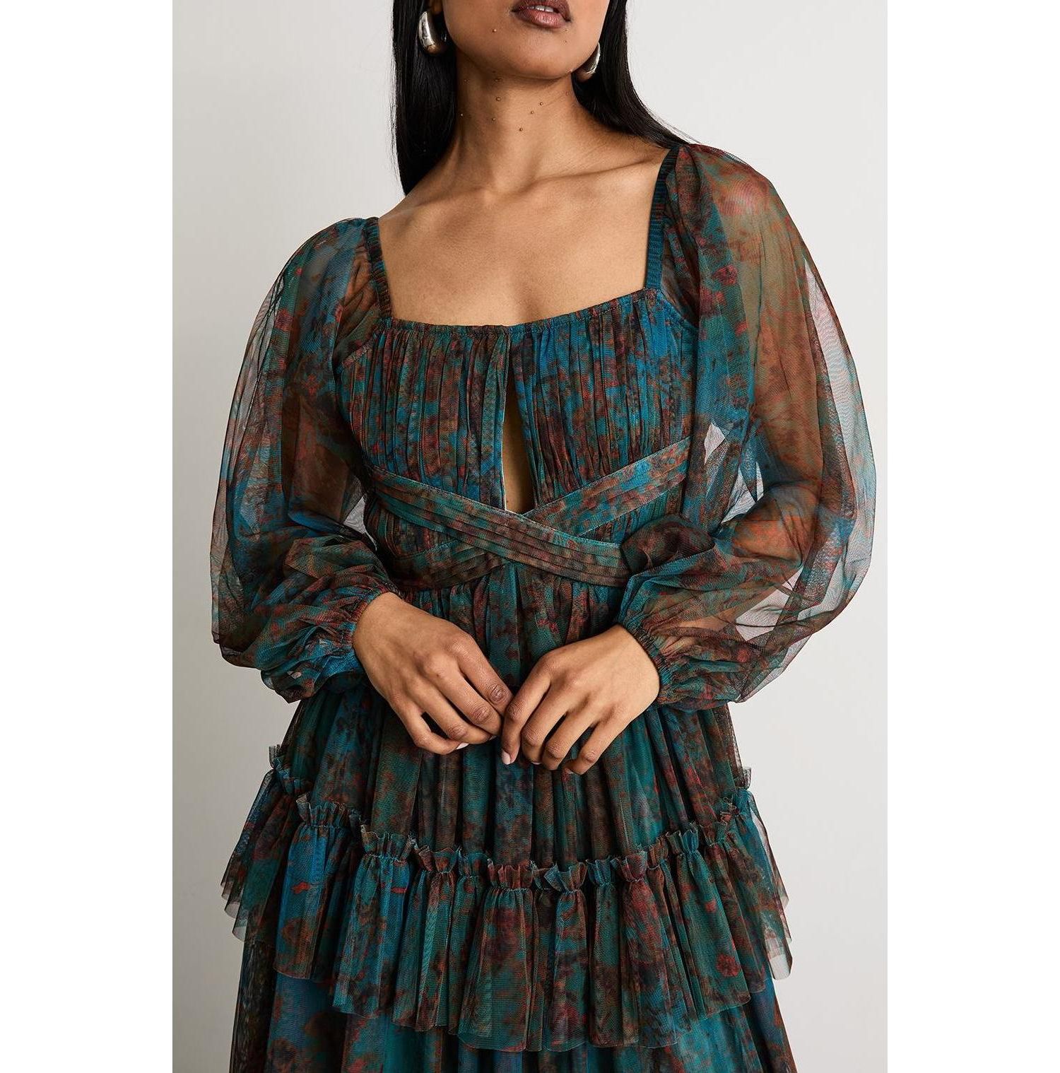 Women's Abstract Print Cut Out Maxi Dress