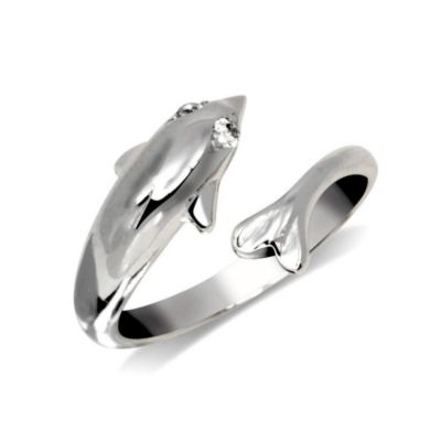 Curata Jewelry Solid 10K Gold Adjustable Nautical Dolphin Toe Ring - White gold 303$