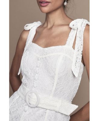 Women's Lace Bow Shoulder Maxi Wedding Dress