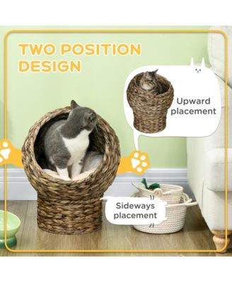 20" Handwoven Elevated Cat Bed Basket Bed Kitty House,