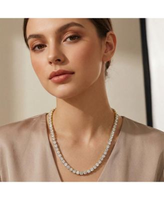 Rachel Glauber Elegant 4MM Clear Cubic Zirconia 17" Tennis Necklace