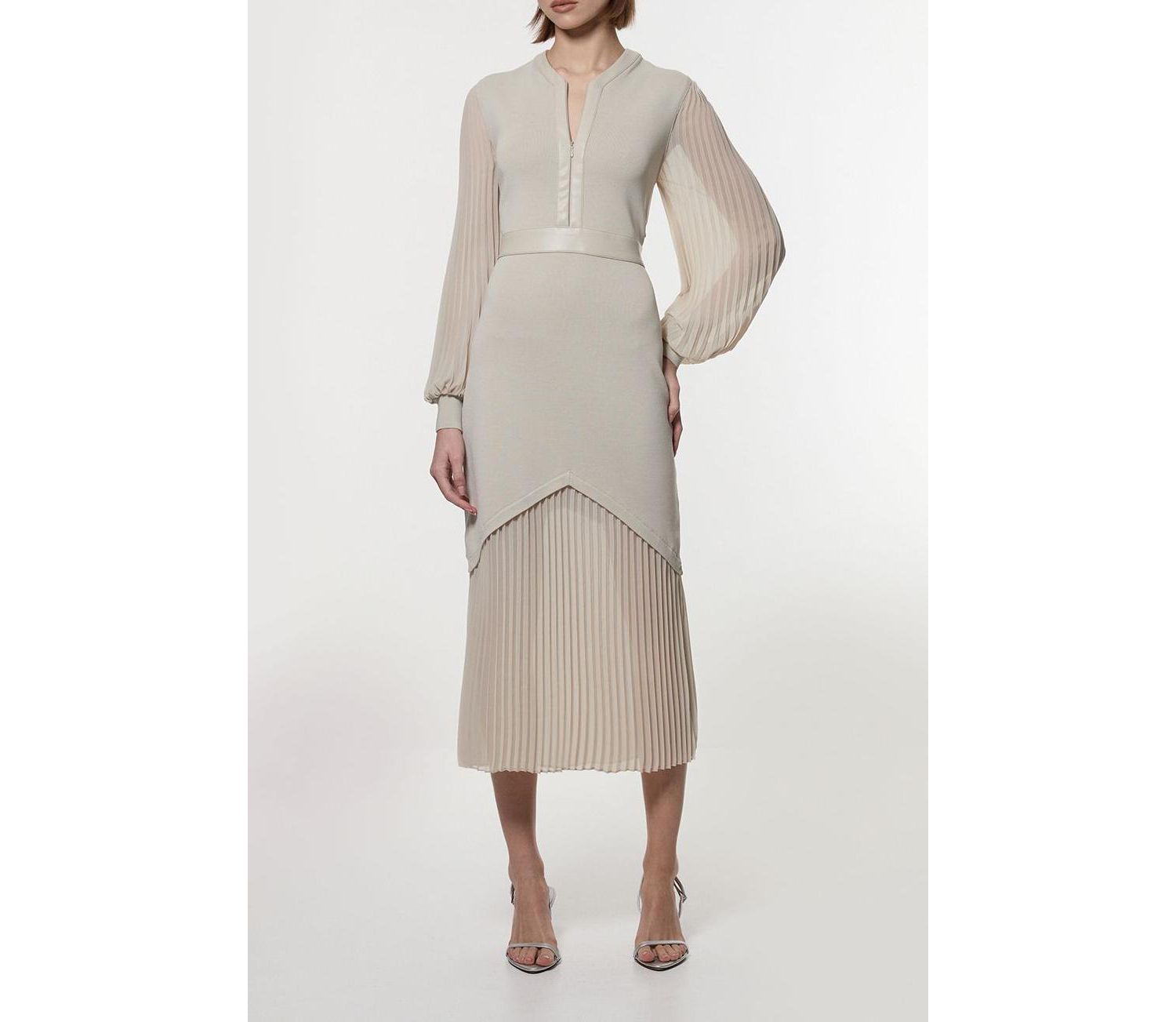 Women's Woven Sleeved Pleated Dress