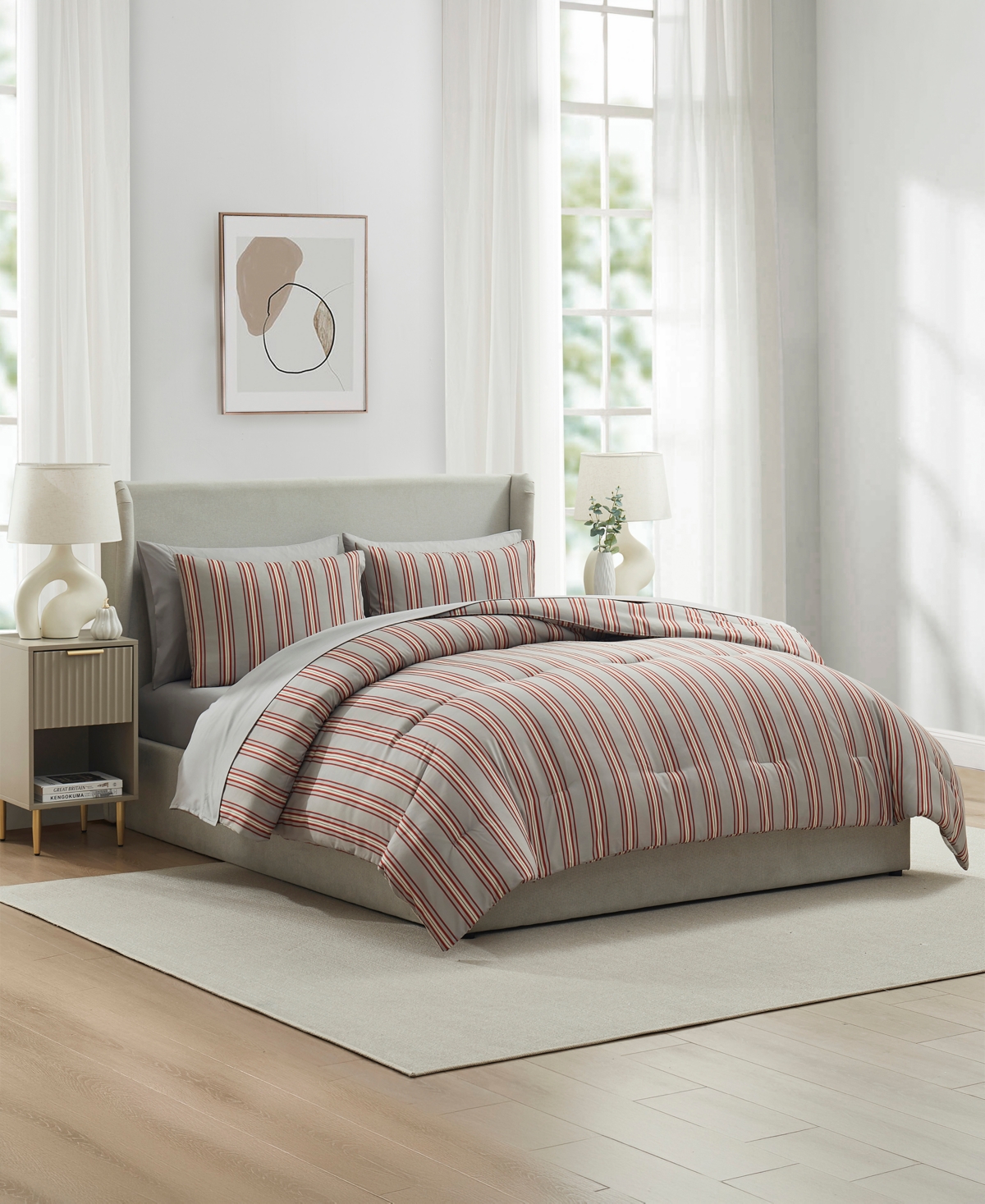 Nestl Luxury Soft Modern Striped Design -Pc. Comforter Set