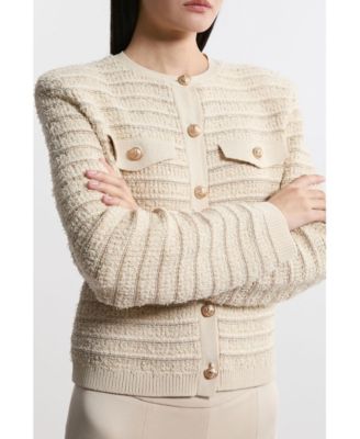 Women's Textured Military Trim Knit Jacket