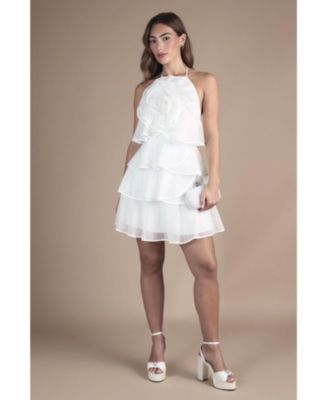 Women's Corsage Halter Bridal Mini Dress