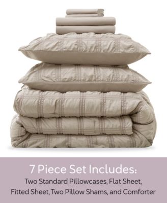 Luxury Soft Seersucker Design 7-Pc. Comforter Set, Queen