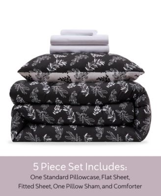 Luxury Soft Botanical Design 5-Pc. Comforter Set, Twin