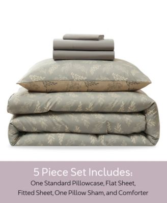 Luxury Soft Botanical Design 5-Pc. Comforter Set, Twin XL