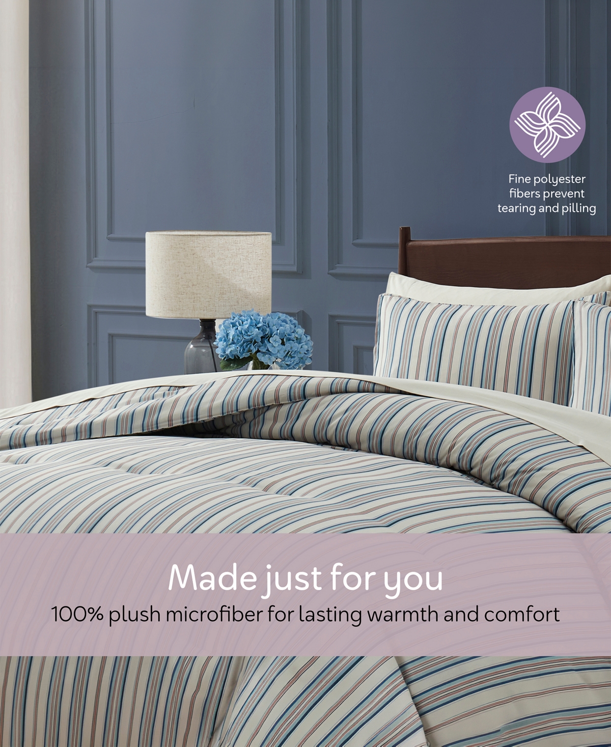 Nestl Luxury Soft Modern Striped Design 7-Pc. Comforter Set, Full