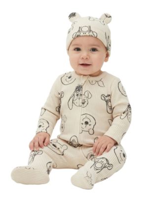 Baby Boys' or Baby Girls' Winnie the Pooh Printed Sleep & Play Coverall and Hat