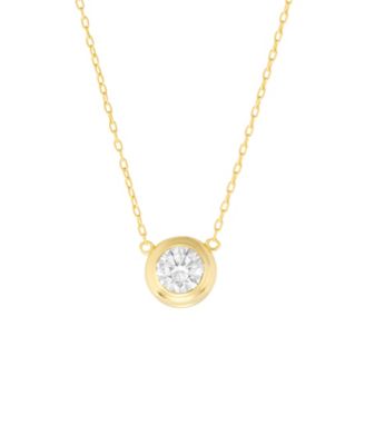 Cubic Zirconia Bezel 16-in. Necklace in 14k Gold Over Sterling Silver