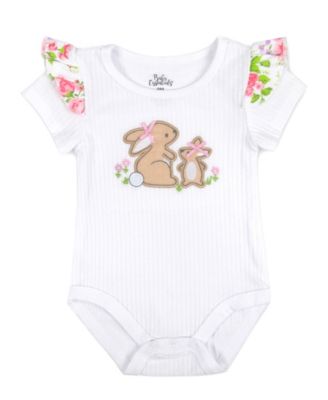 Baby Girls' Bunnies Short-Sleeve Bodysuit and Pants, 4-Piece Set