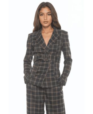 Women's Janna Plaid Long Sleeve Longline Blazer
