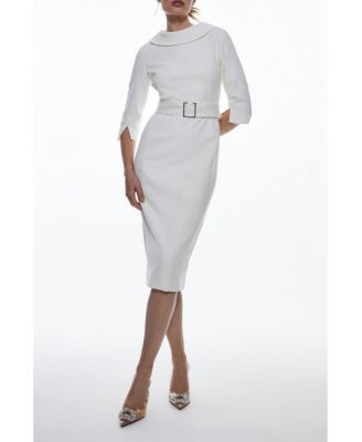 Women's Crepe Roll Neck Pencil Midi Dress