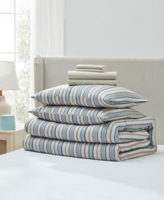 Luxury Soft Modern Striped Design 7-Pc. Comforter Set, Queen