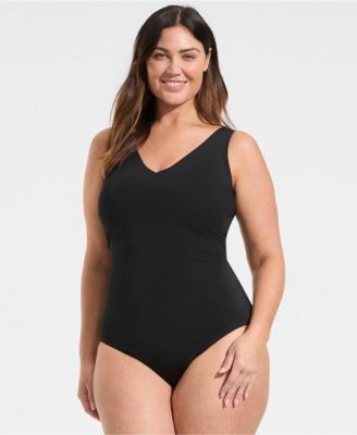 Women's Tugless V-Neck High Leg One Piece Swimsuit