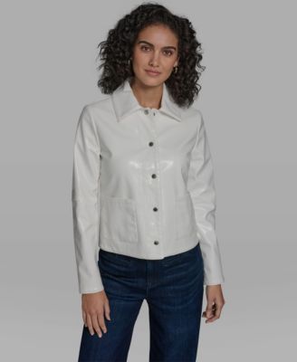 Women's Short Faux Patent Leather Jacket