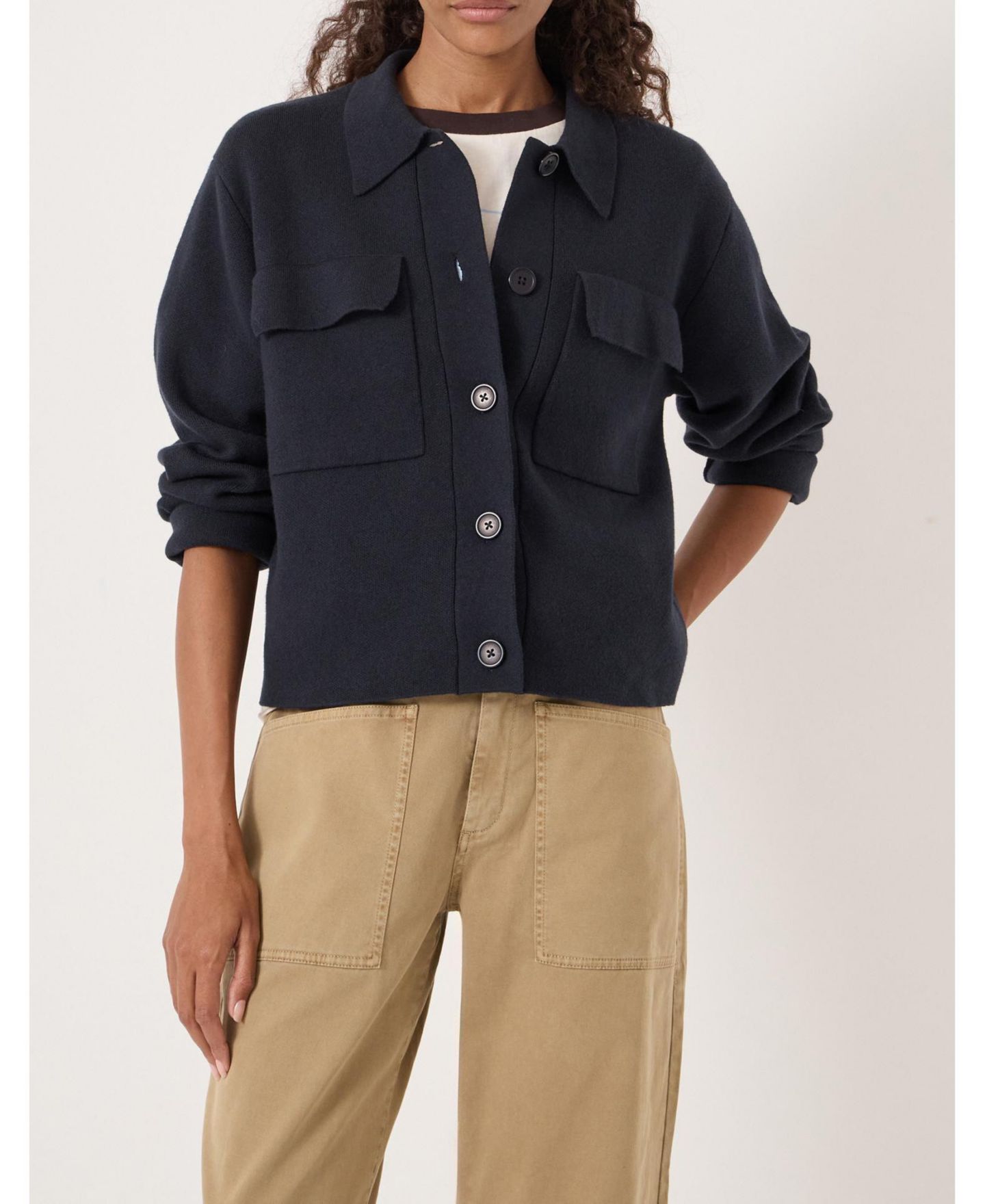 Женские куртки Hush Bobbie Knitted Shacket, цвет: Тёмно-синий — фото 4