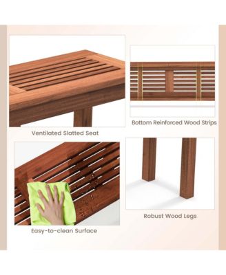 Patio Backless Bench 2-Seater Outdoor Dining Bench Solid Wood Garden Backyard