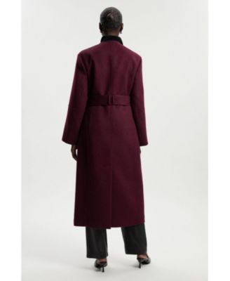 Women's Wool Single Breasted Belted Maxi Coat