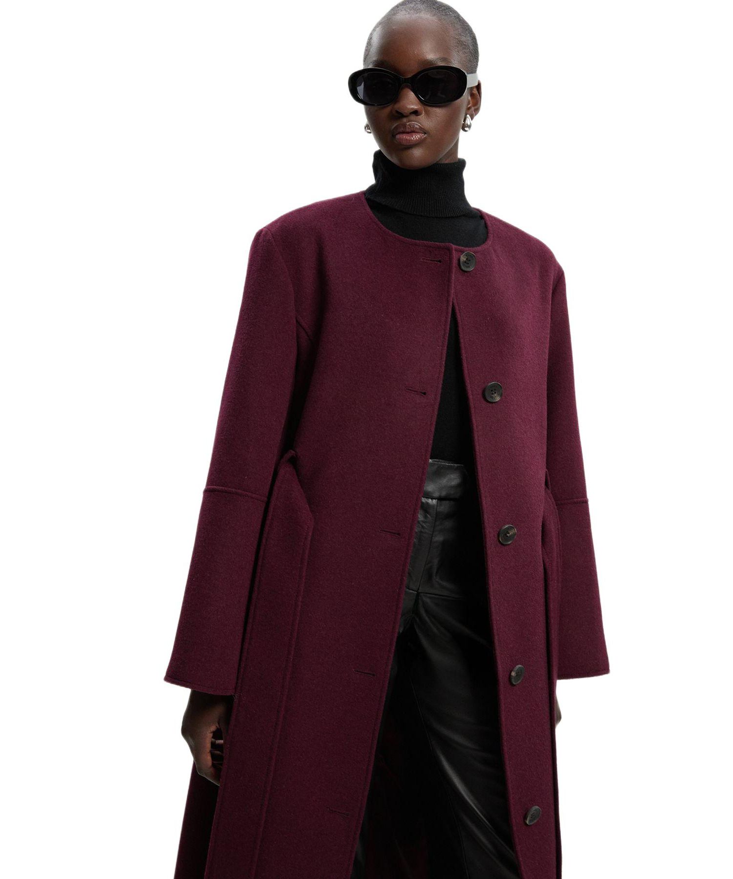 Women's Wool Single Breasted Belted Maxi Coat