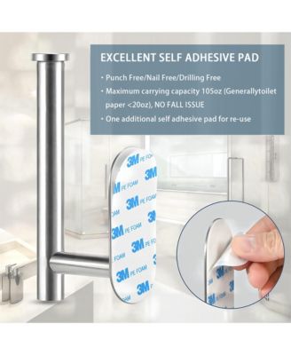 Self Adhesive Toilet Paper Holder - Stainless Steel, Rustproof, No Drilling, Wall Mount Bathroom Tissue Holder for Bathroom (Brushed Nicke)