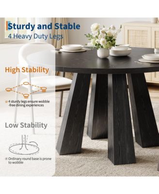  Round Dining Table for 4-6 People, Dining Room Table with Wooden Pedestal Base