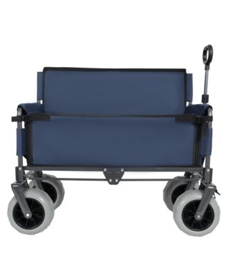 Folding Wagon - Heavy-Duty Wagon Cart with All-terrain Wheels and Bench Seat, 500lbs Capacity for Camping and Beach.