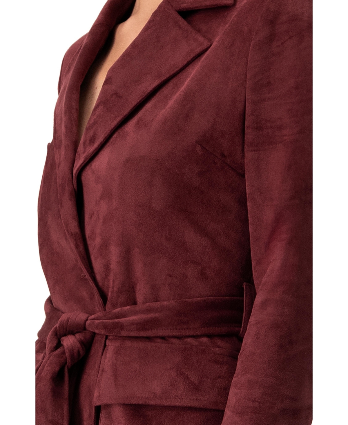 Ivonne Women's Faux-Suede Blazer with Waist Tie