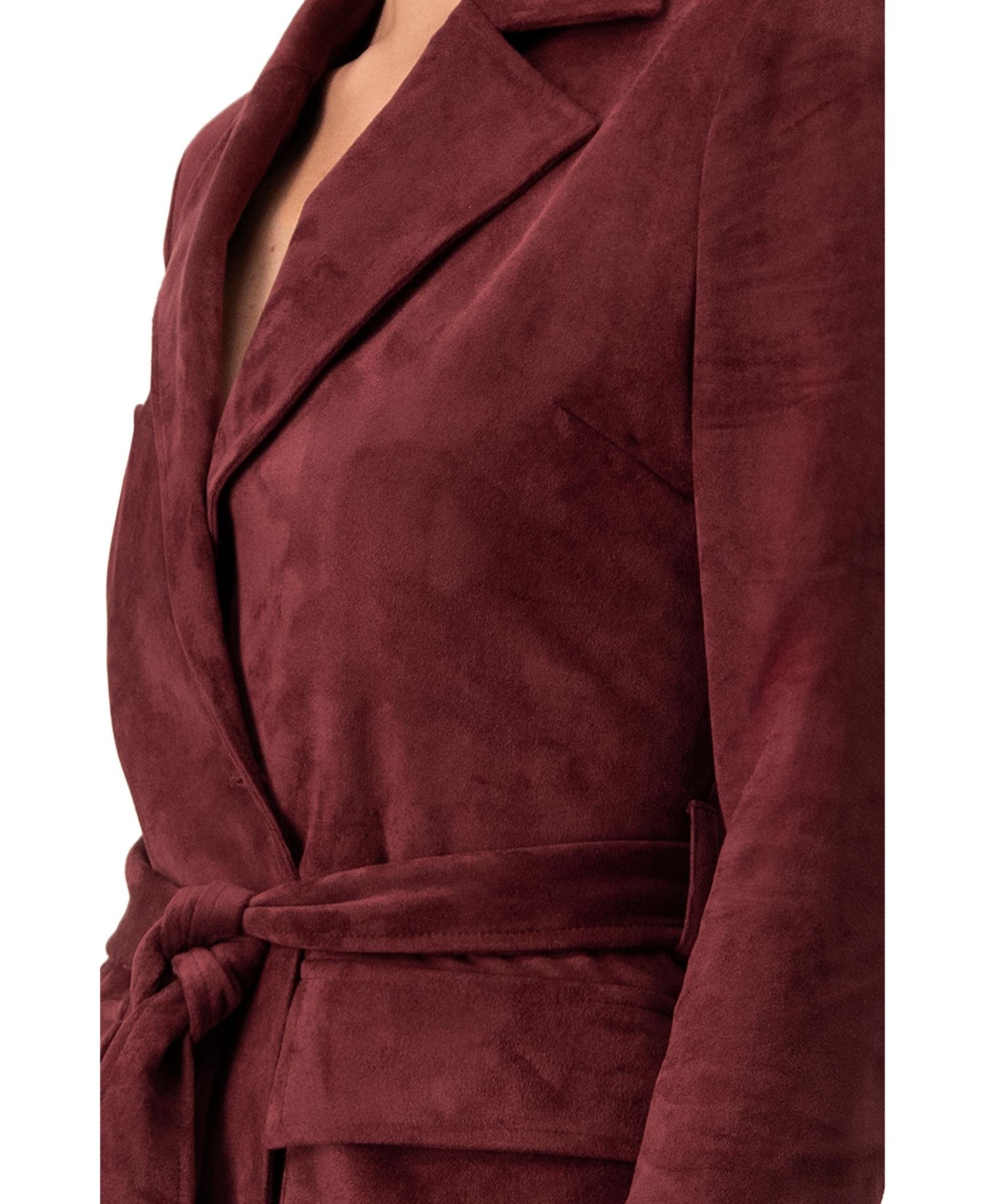 Women's Faux-Suede Blazer with Waist Tie