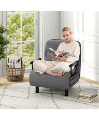 3-in-1 Convertible Sofa Bed with 5-Position Adjustable Backrest & Lumbar Pillow