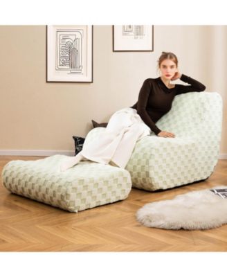 Bean Bag Chair with Ottoman High Elasticity Sponge Non-slip Bottom & Velvet Cover