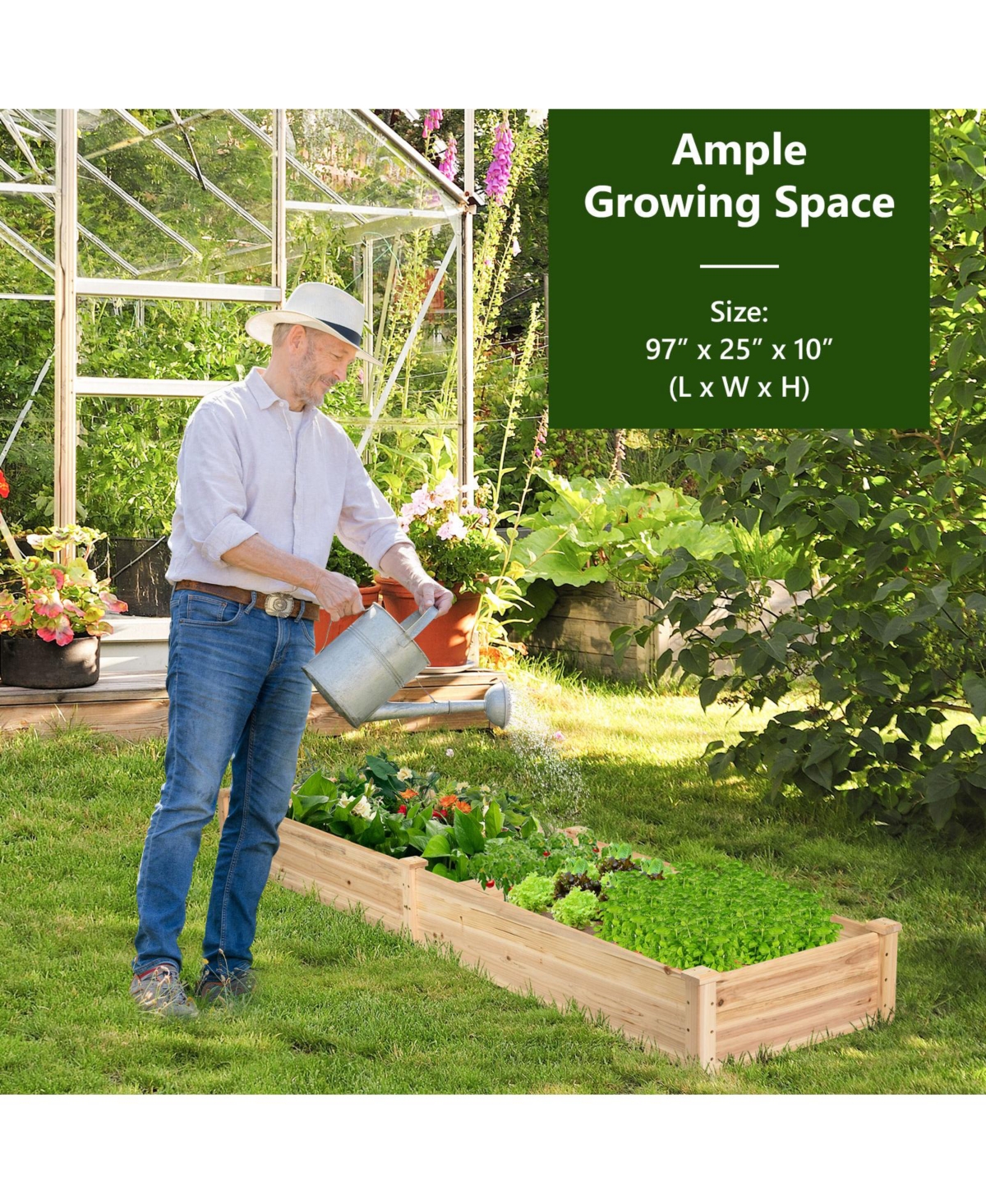 Wooden Raised Garden Bed Outdoor Wood Planter Box for Vegetables Flowers Fruit