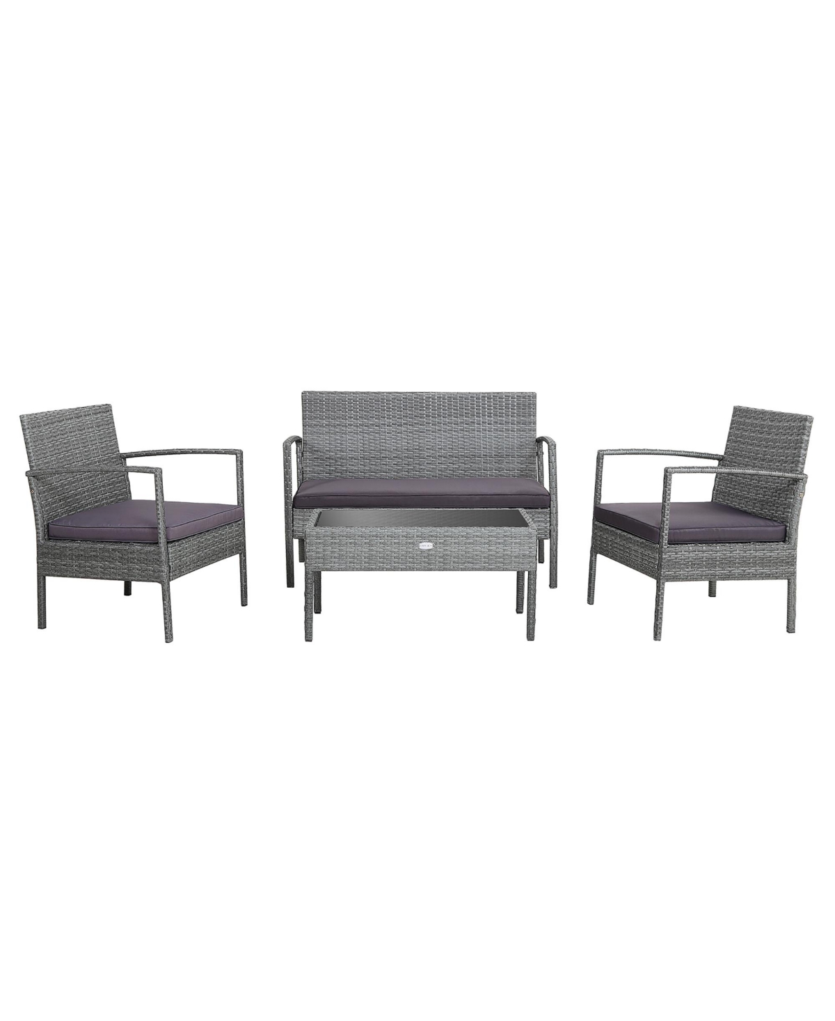 8 Pcs Outdoor Rattan Furniture Set Patio Conversation Sofa Set Cushioned Grey