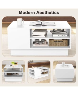 34" Long Rectangle Center Table Coffee Table with 2-Tier Open Storage Shelves