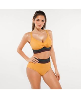 Women's Boho Trim High Waist Tummy Control Bikini Set