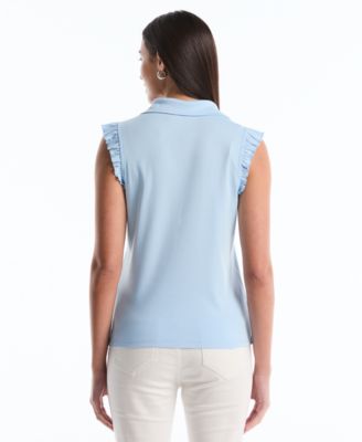 Petite Ruffle Sleeveless Polo Shirt