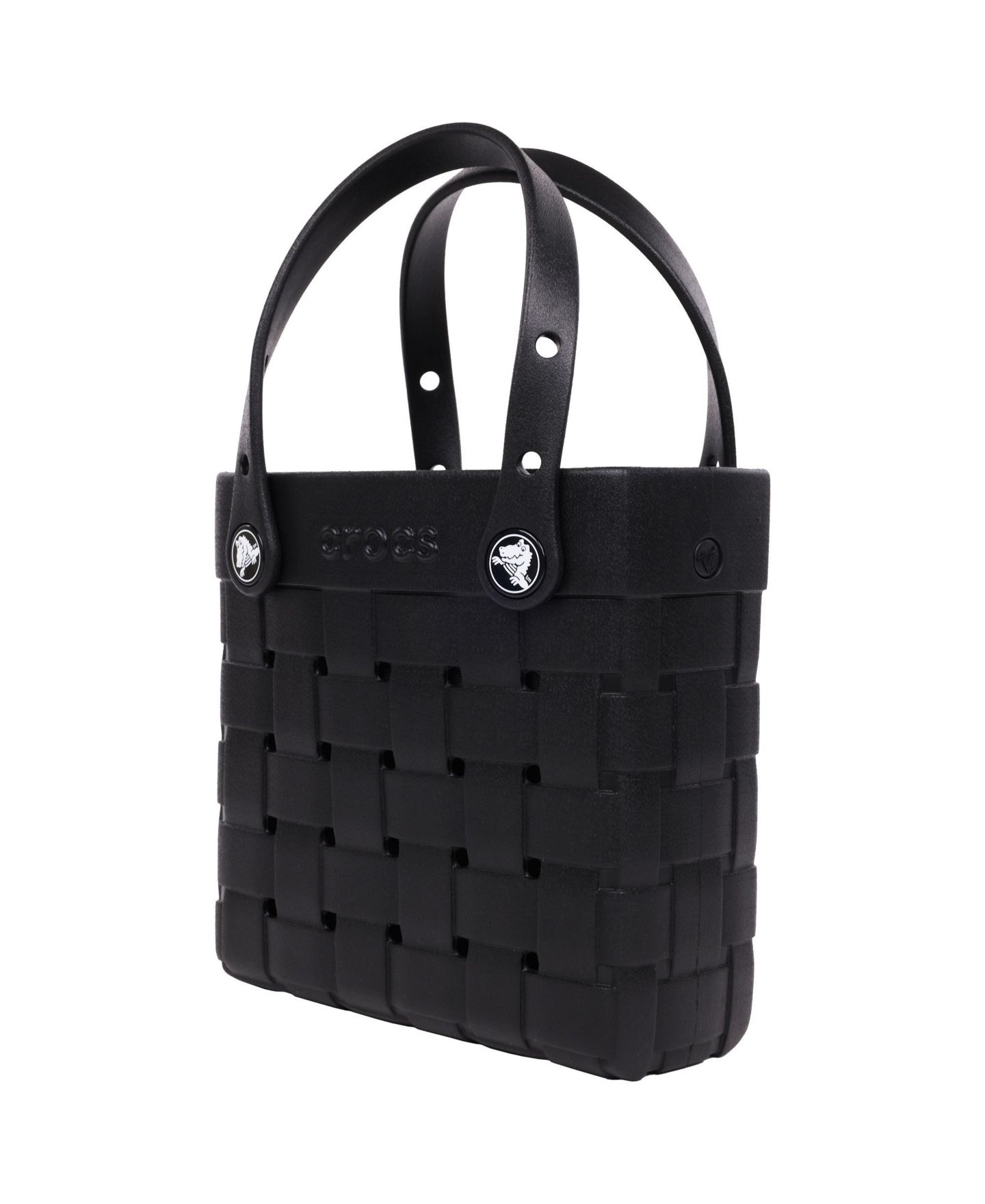 Женская сумка Crocs Small Woven Style Crocssbody Tote with Top Handles and removeable Crocssbody strap, цвет: Чёрный — фото 6