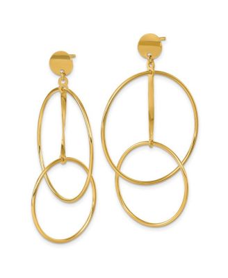 Solid 18k Yellow Gold Italian 54x32mm Double Circle Statement Post Earrings