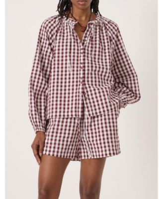 Women's Elsa Gathered Gingham Beach Shirt