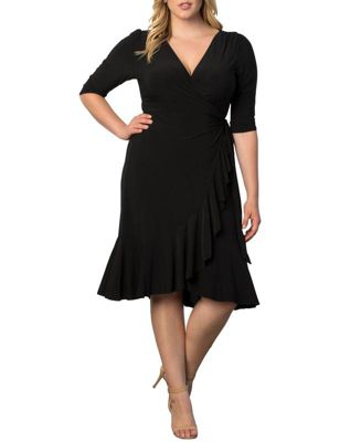 Plus Size Whimsy Ruffled Midi Wrap Dress