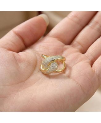 Brilliant 14K Gold Plated CZ Pave Intertwined Band Ring