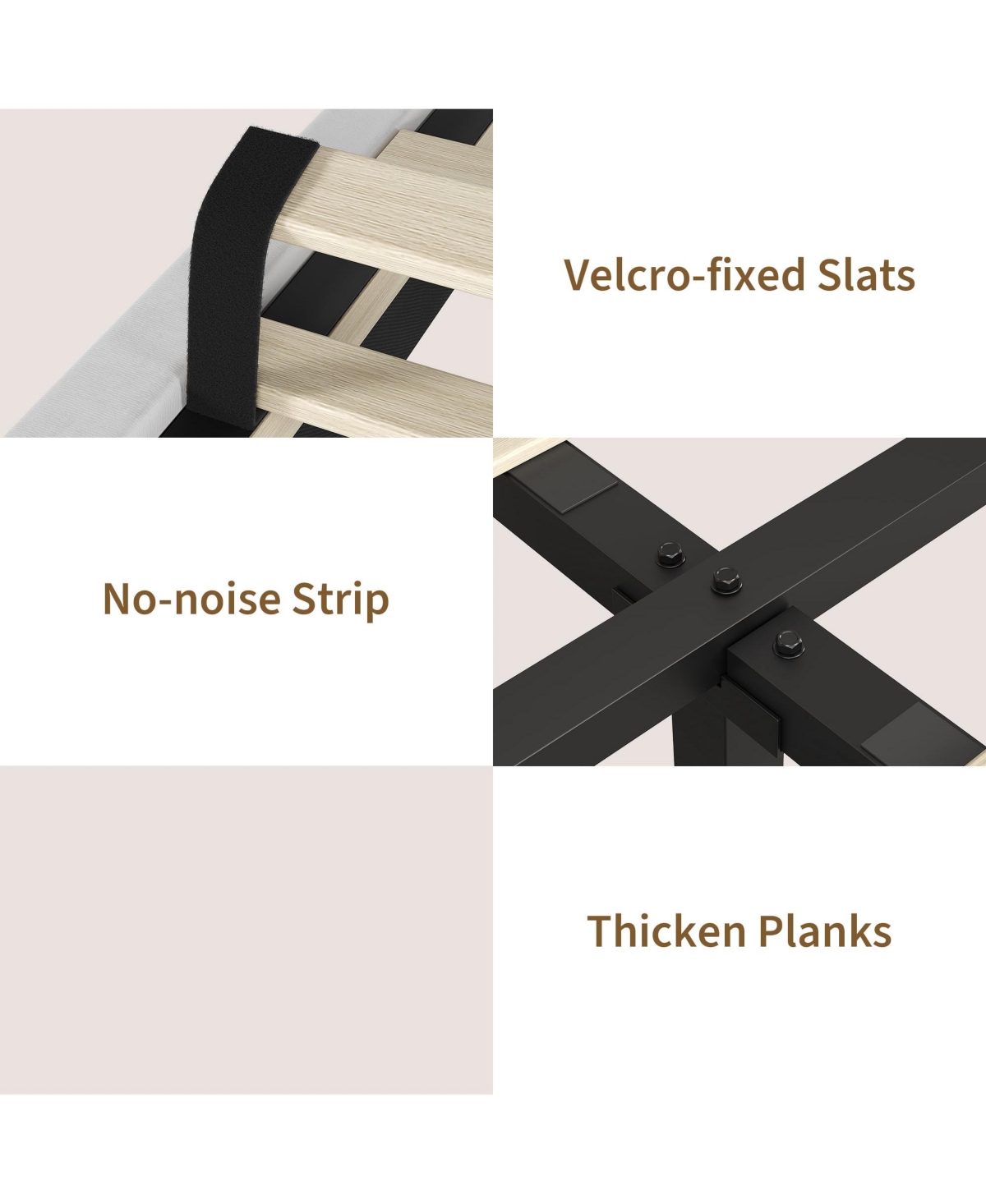 gaomon Bed Frame and Upholstered Headboard with Adjustable Vertical Channel Tufted Headboard