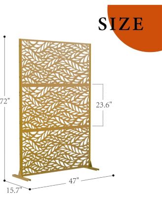 Outdoor Privacy Screen, 72"x47", Metal Freestanding Patio Divider for Garden, Deck & Balcony