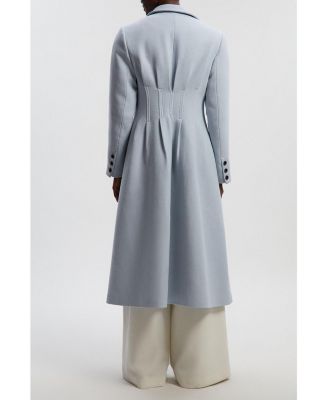 Women's Corset Detail Full Skirted Maxi Coat