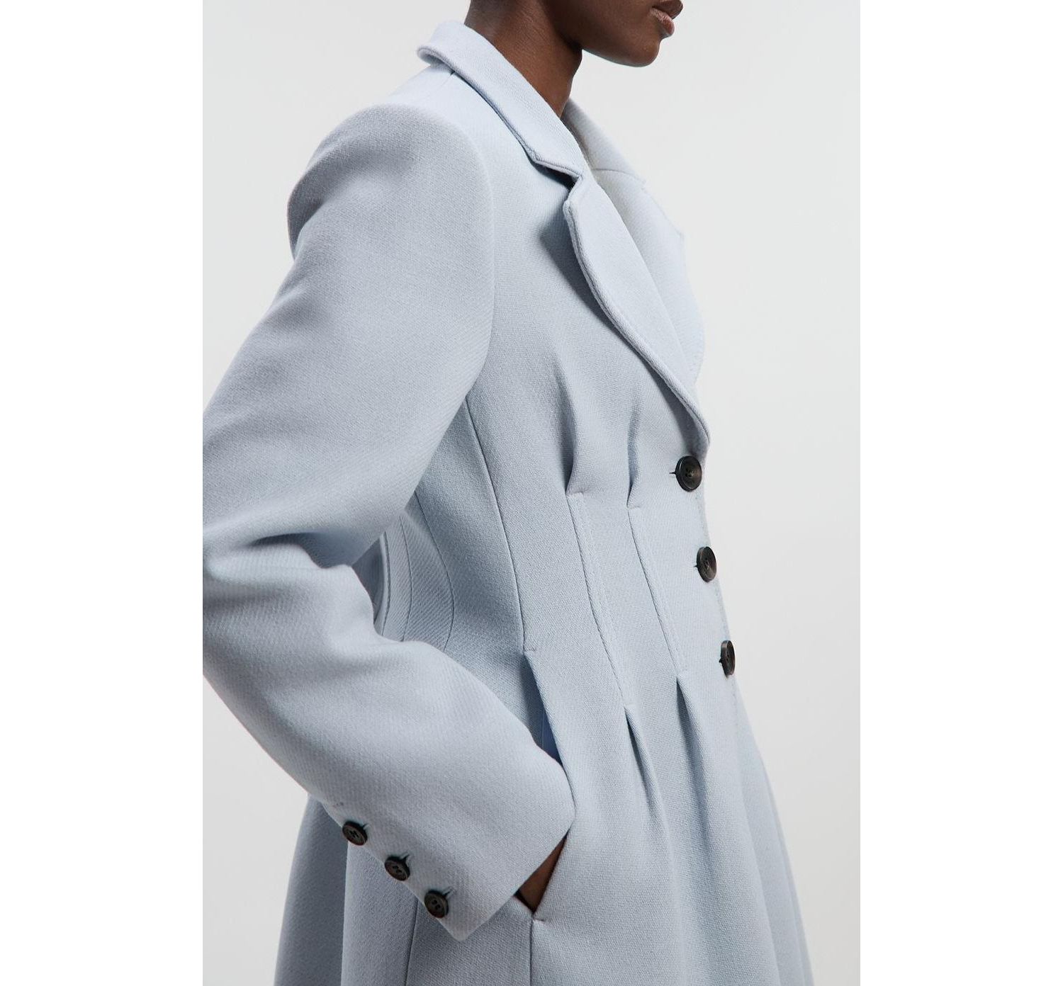 Women's Corset Detail Full Skirted Maxi Coat