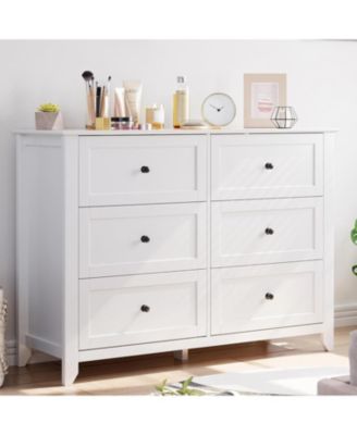 6 Drawers Dresser for Bedroom, Tall Storage Dressers Organizer with Deep Drawers & Gold Handles