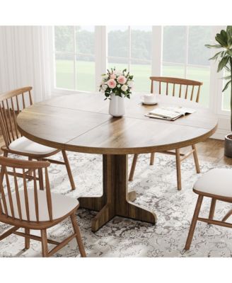 Round Dining Table for 4-6 People,with Wooden Tabletop and Legs
