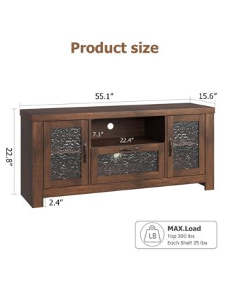 TV Stand for 55+ Inch TV, Entertainment Center with Acrylic Door Storage Cabinet & Adjustable Shelve